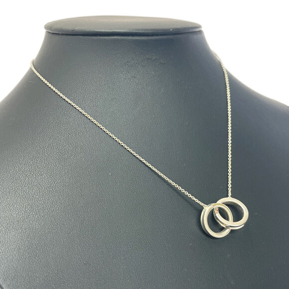 TIFFANY Co Silver Interlocking Circle Necklace Bag - Picture 2 of 7